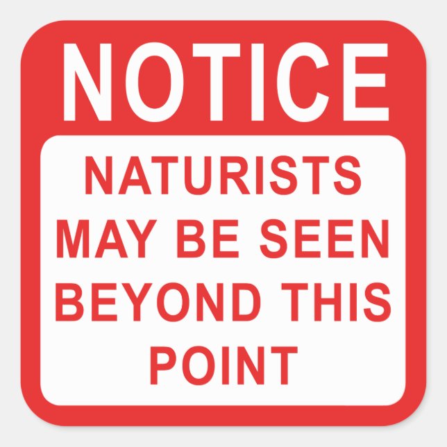 Naturist Camp/Beach-Zeichen Quadratischer Aufkleber (Vorderseite)