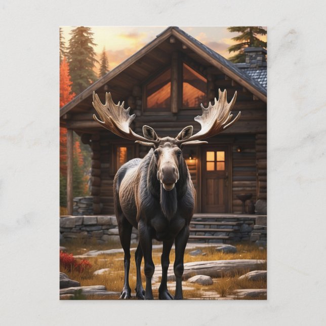 *~* Naturkabine AP49 MOOSE Hütte Postkarte (Vorderseite)