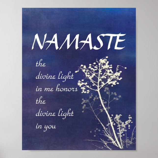 Naturkunde Zen Namaste Poster blau-weiß (Vorne)
