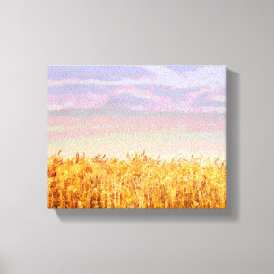 Naturkunst ausgedehntes Weizenfeld und Himmel der  Leinwanddruck