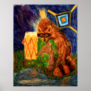 NATURKUNSTPOSTER - INDISCHER SOMMER - RACCOON-GESC POSTER