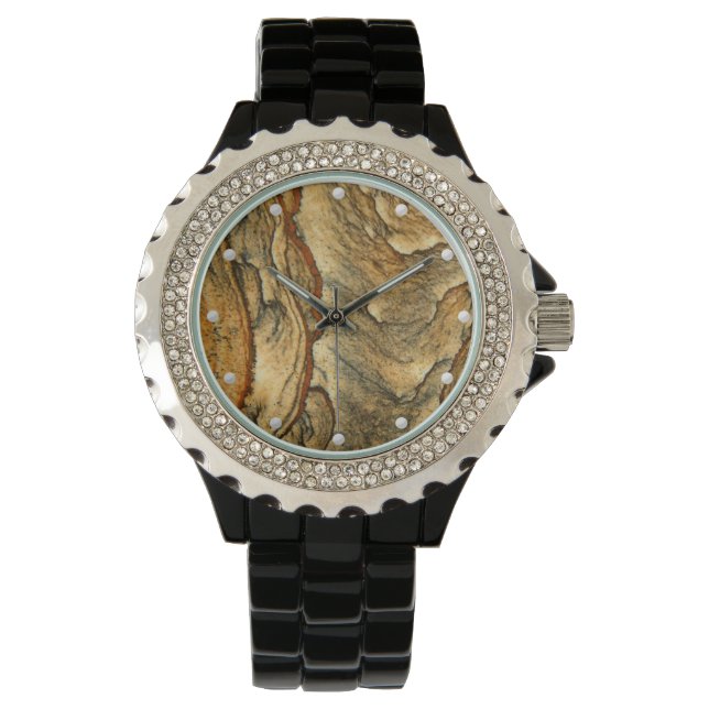 Naturlandschaft-Jasper-Gemsteinbild Armbanduhr (Vorderseite)