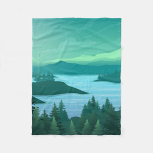 Naturlandschaft mit Fluss und Hügeln Fleecedecke