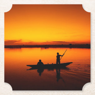 Naturlandschaft Sonnenuntergang mit Boot Untersetzer