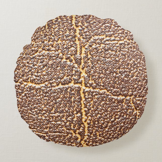 Naturlederbuchdecktextur abstrakt, alt, rundes kissen (Vorderseite)