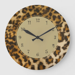 Naturleoparden-Wandleuchte Große Wanduhr