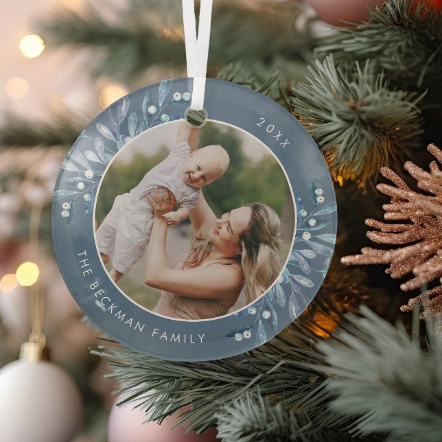 Natürlich Freude | Botanisches Personalisiertes Fo Ornament Aus Glas (Von Creator hochgeladen)