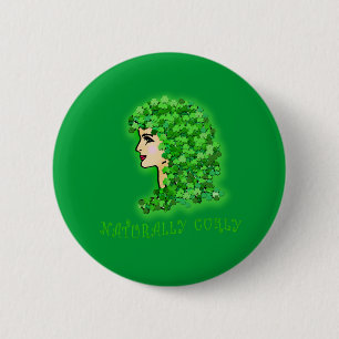 Natürlich gelockt! Mit irischen Kleeblättern Button