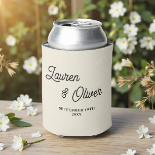 Natürlich Weiße Schrift Minimalistische Hochzeit Dosenkühler
