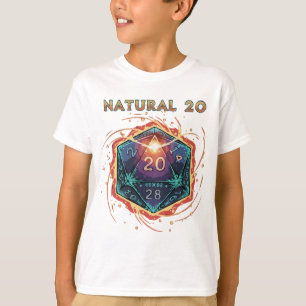 Natürliche 20 Flammende D20 Würfel Epischer D&D T-Shirt