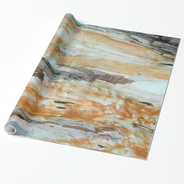Natürliche Baumrinde bunt orange und grau Bild Geschenkpapier (Ungerollt)