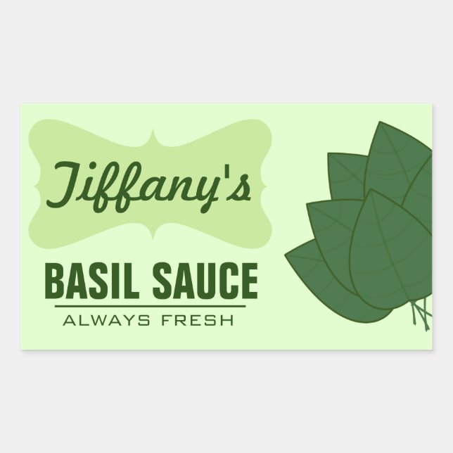 Natürliche Bio Basilika Sauce Rechteckiger Aufkleber (Vorderseite)