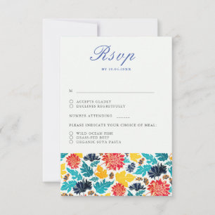 Natürliche Blaue Gelbe Aquarell-Sonnenblumen-Hochz RSVP Karte