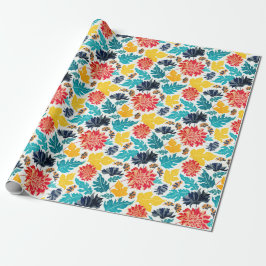 Natürliche Blaue Gelbe Wasserfarbe Sonnenblumen Ho Geschenkpapier