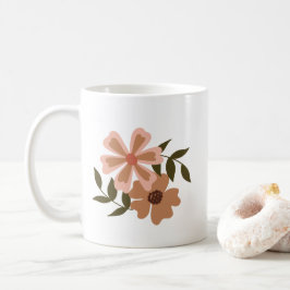 Natürliche Blumenpfirsiche Braun Motif Grüne Weinb Kaffeetasse