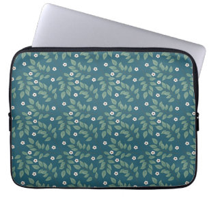 Natürliche Bohemian Weiße Blumen Blätter Zweige Laptopschutzhülle