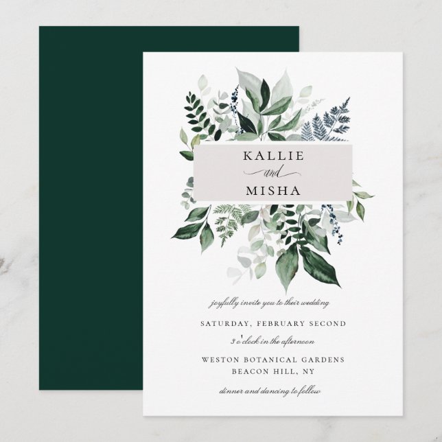 Natürliche botanische Foliage Einladung (Vorne/Hinten)