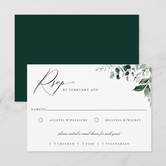 Natürliche botanische Pflanzen RSVP Karte (Vorne/Hinten)