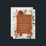 natürliche botanische rustikale, elegante moderne  postkarte<br><div class="desc">Rustikale Aquarellblütenhochzeit speichern das Datum einladen. Mit schönem Rost,  Terrakotta,  rot-rosa,  schwarz und schlängelgrüne Pampas Gras Eukalyptus Aquarell Details. Diese moderne Hochzeitsfeier lädt zum Set des Stils für Ihren großen Tag ein.</div>