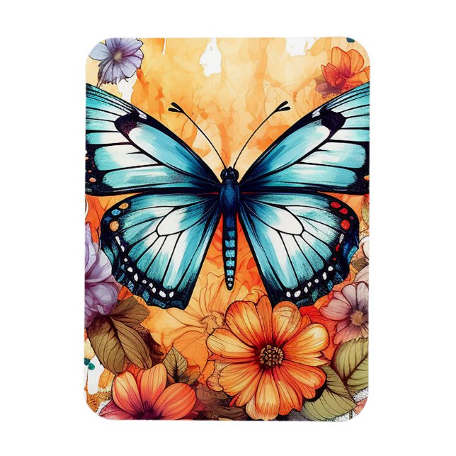 Natürliche Butterfly Blütenblütenblüte Haven Wasse Magnet (Vertikal)