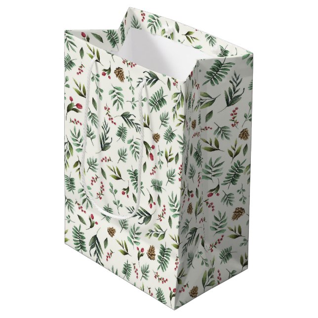 Natürliche Creme Natur Weihnachten Mittlere Geschenktüte (Vorderseite Schrägansicht)
