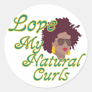 Natürliche Curls Runder Aufkleber