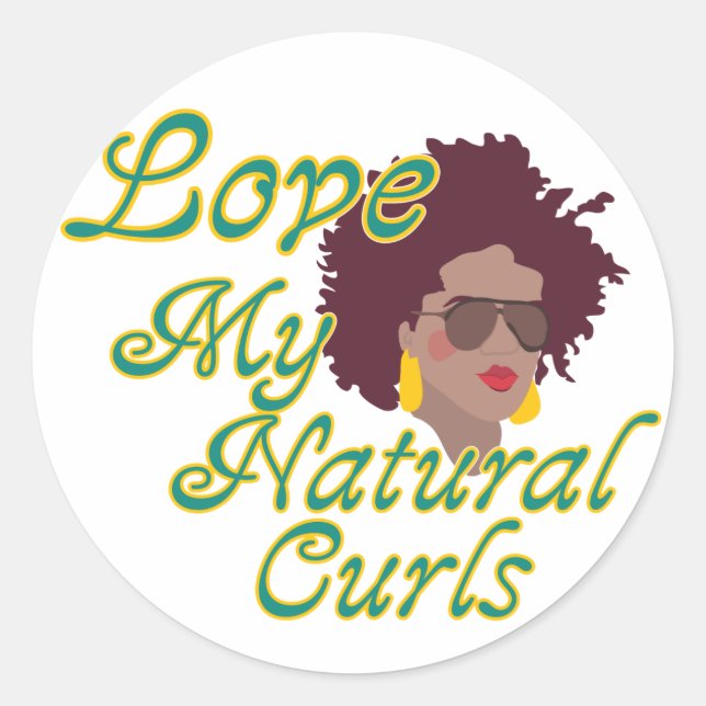 Natürliche Curls Runder Aufkleber (Vorderseite)