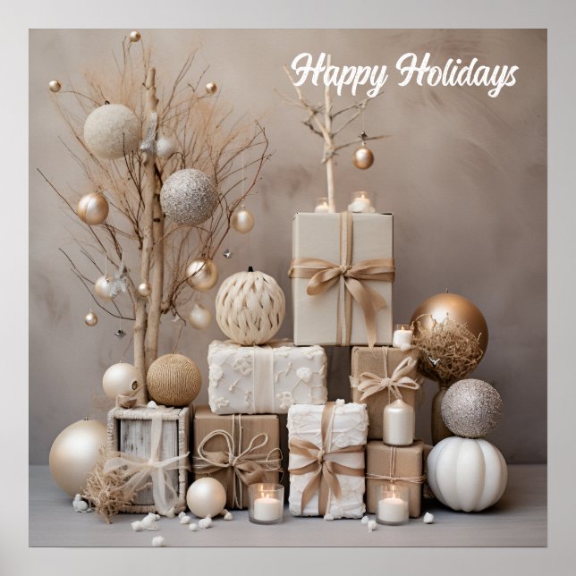 Natürliche Eleganz: neutrale Weihnachtsmauer Art D Poster (Vorne)