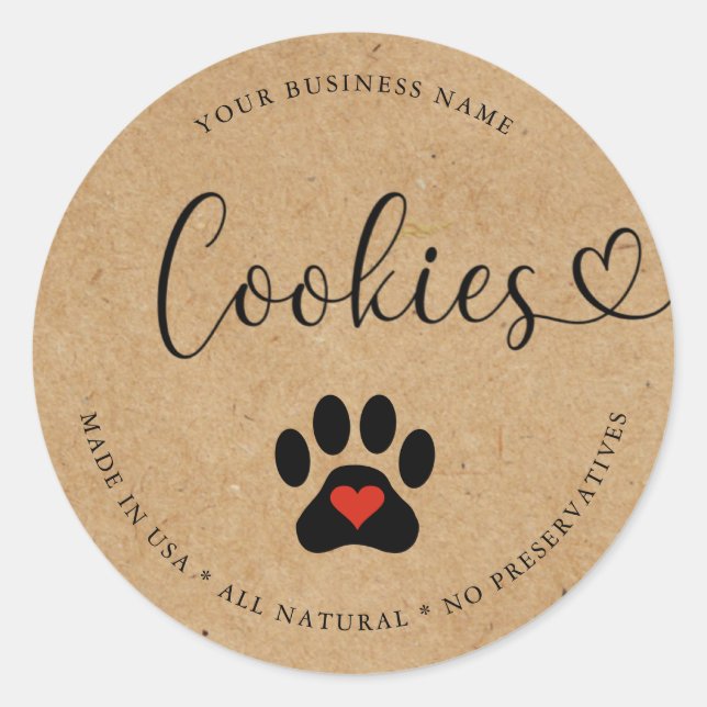 Natürliche Gourmet Rustikale Hundekekekse Runder Aufkleber (Vorderseite)