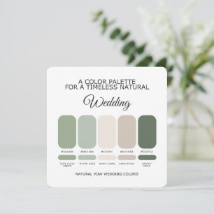 Natürliche grüne Hochzeit Farbpalette Karte