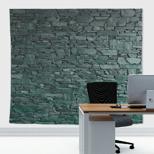 Natürliche grüne Steinplatten-Ziegelwand aus dem W Wandteppich