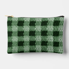 Natürliche Grüntöne Karierte Kunsthandwerk-Crochet Zubehörtasche
