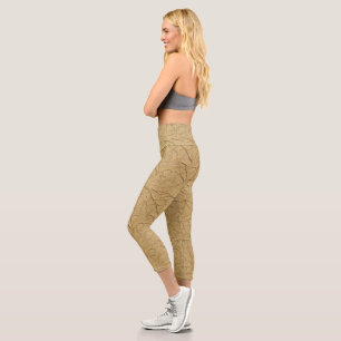 Natürliche handgefertigte Papiertextur in warmem B Capri Leggings