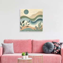 Natürliche Harmonie - Bio Abstrakte Waves Art Leinwanddruck