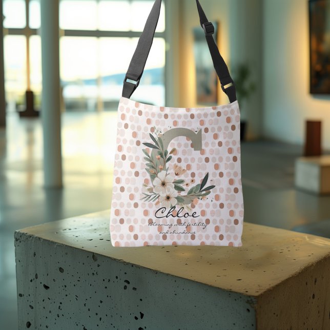 Natürliche Harmonie von Chloe - Boho Floral Monogr Tragetaschen Mit Langen Trägern (Von Creator hochgeladen)