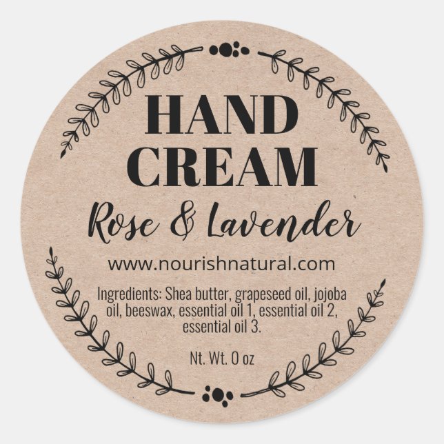 Natürliche, hausgemachte Handcreme-Kraftmarken Runder Aufkleber (Vorderseite)