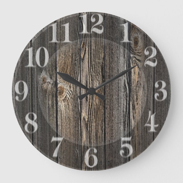 Natürliche Holzstruktur. Große Wanduhr (Vorderseite)