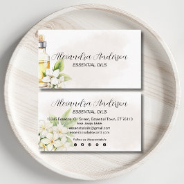 Natürliche Jasmine Essenzielle Öle Aquarellfarben Visitenkarte
