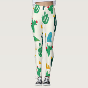 Natürliche Kaktus: Folk Art nahtlos. Leggings
