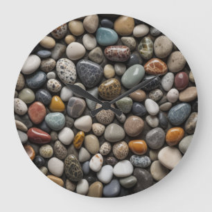 Natürliche Kieselkollektion - Minimalistisch und N Große Wanduhr