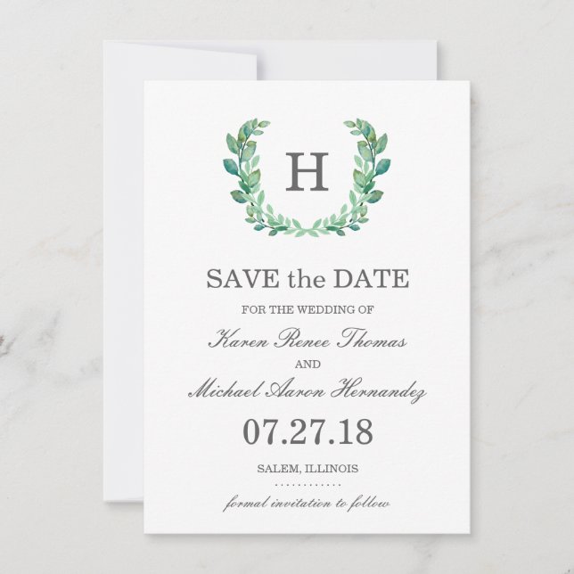 Natürliche Kranzhochzeit Speichern Sie die Datumsk Save The Date (Vorderseite)
