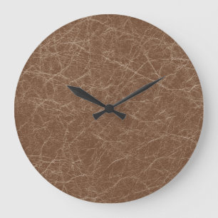 Natürliche Ledertextur: Nahtlose braune Details Große Wanduhr