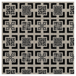 Natürliche Linen Adinkra-Kufic Tapestäste Stoff