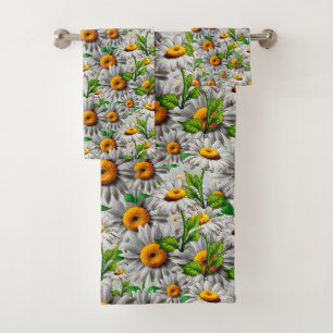 Natürliche Margeriten-Blume Cottagecore Badhandtuch Set