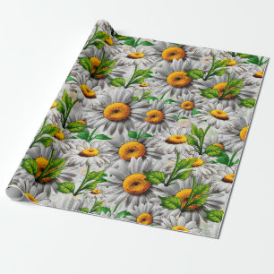 Natürliche Margeritenblume Landhausstil  Geschenkpapier