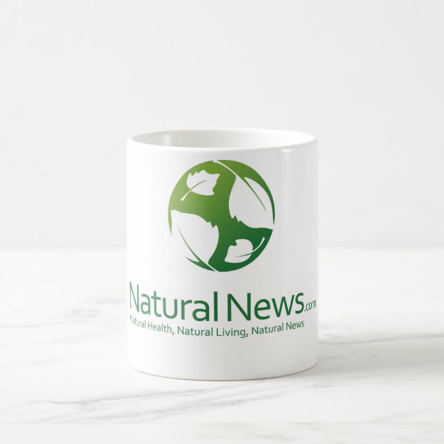 Natürliche Nachrichten-Logo-Kaffeetasse (Grün) Kaffeetasse (Mittel)
