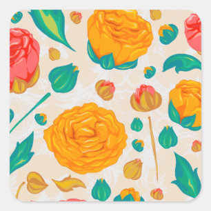 Natürliche Rose Blumenblütenfarbe Quadratischer Aufkleber