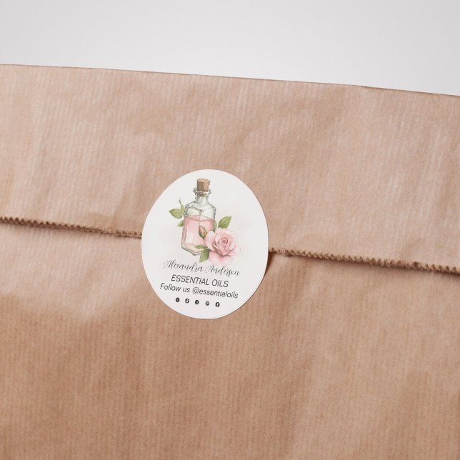 Natürliche Rose Essenzielle Öle Wasserfarben Etiketten (Natural Rose Essential Oils Watercolor Floral Labels)