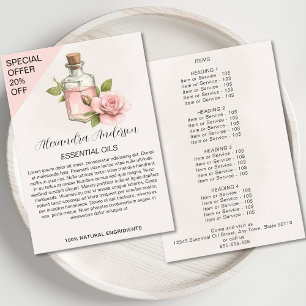 Natürliche Rose Essenzielle Öle Wasserfarben Flyer