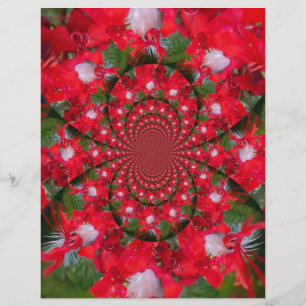 Natürliche Rote Blume Weiße Feder Kaleidoskop Kuns